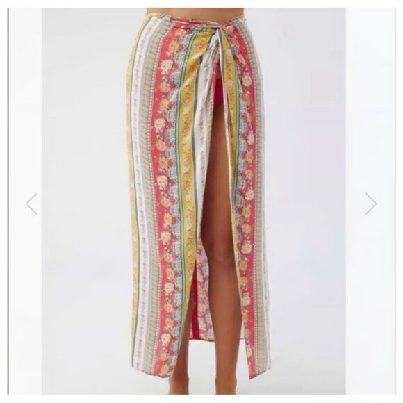 O'Neill Hanalei Stella Cover Up Coral Pink White Maxi Skirt Dress Size Small Flo - Picture 1 of 10
